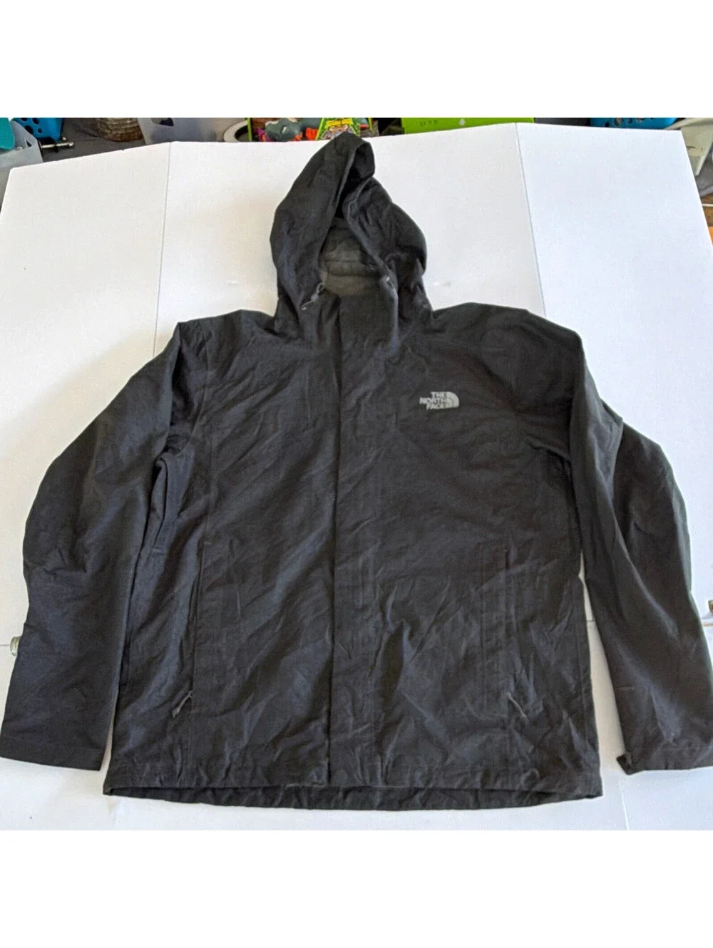The North Face Men's Black Solid Hooded Full Zip Logo Softshell Jacket Size L